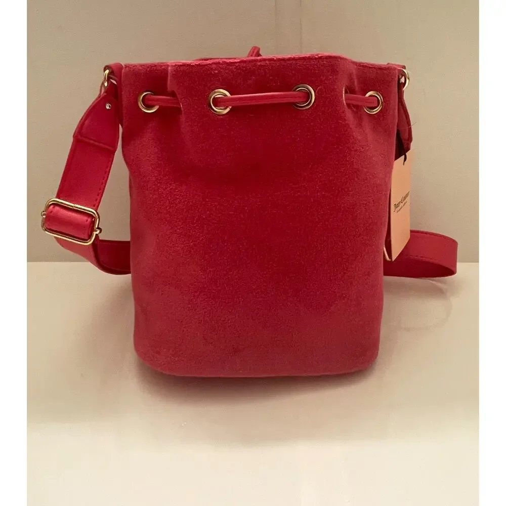 NWT Juicy Couture Beach Couture Crossbody Terry cloth Pink Flash Bucket Bag